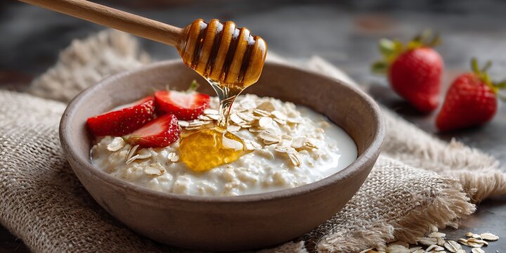 Healthy Breakfast with Yogurt Oats and Honey Delicious and Nutritious