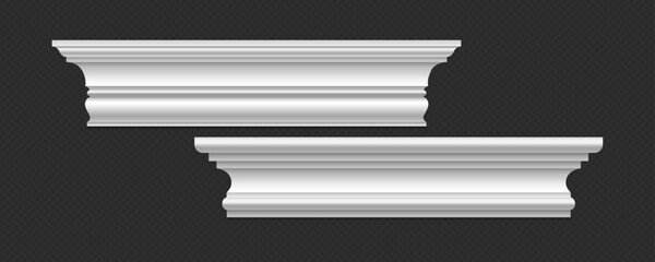 Classic Decorative Wall and Ceiling Molding Set – Elegant Crown Molding, Baseboard, and Architectural Trim Vector Collection © gzba