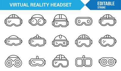 Fototapeta premium Augmented and virtual reality device icons for future technology concepts