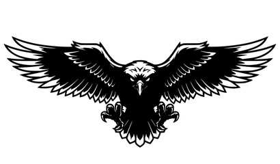 Fototapeta premium Fierce Hawk Mascot Logo Vector with Spread Wings Bold Sports Emblem Design for T Shirt Print