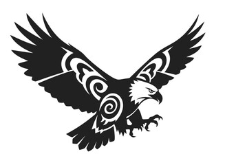 Obraz premium Black eagle with tribal design.