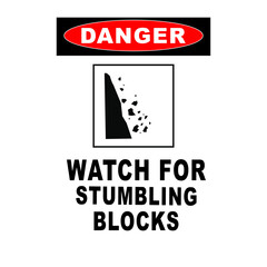 Fototapeta premium Danger Warning Sign with Falling Rocks Hazard Symbol and Safety Message