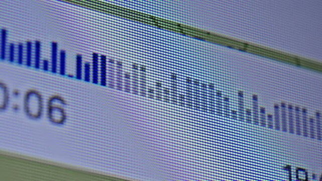 A close-up shot shows a phone screen displaying a voice message interface. Concept of communication and the exchange of information through a voice message. High quality 4k footage