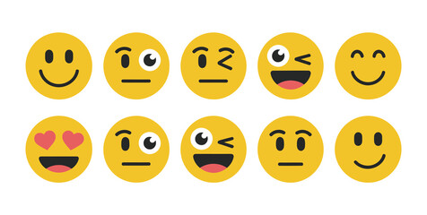 Obraz premium Doodle emoji face sticker vector set, cute hand drawn smiley characters with happy, sad, and funny expressions for kids, chat icons, messaging, and cartoon emoticon design