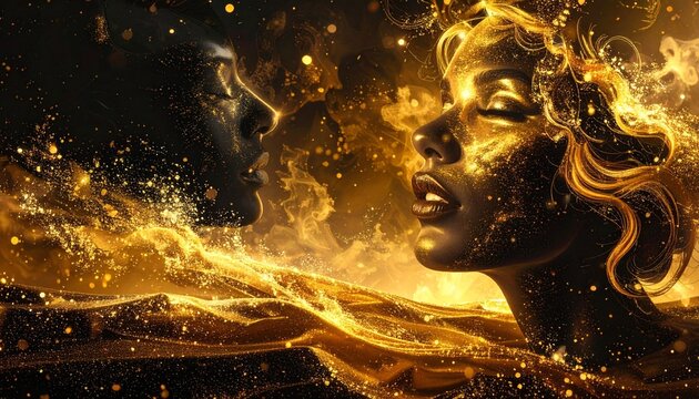 portrait of a woman with beautiful gold grain background