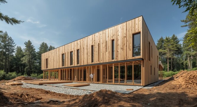Modern mass timber construction project under development