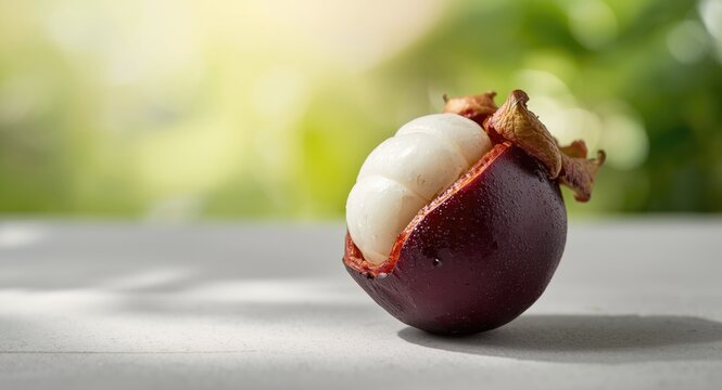 Fresh wild mangosteen fruit close up with seeds