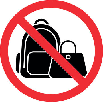 Prohibition sign indicating no bags or backpacks allowed in the area