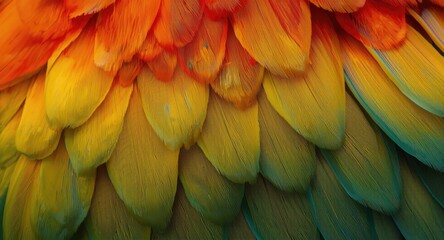 Obraz premium Detailed microscopic analysis of parrot feather vivid hues