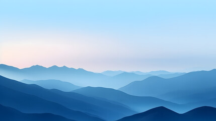 Obraz premium Beautiful mountain landscape with sunset sky and misty morning view