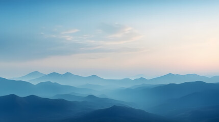 Fototapeta premium Beautiful mountain landscape with sunset sky and misty morning view