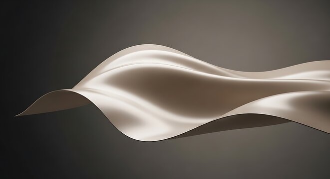 Flowing beige fabric wave with smooth folds and curves in motion