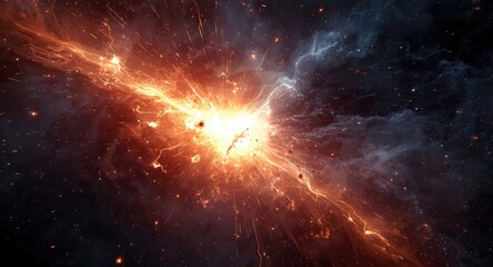 Fototapeta premium Creative digital depiction of cosmic battle scene showing antimatter matter and dark energy