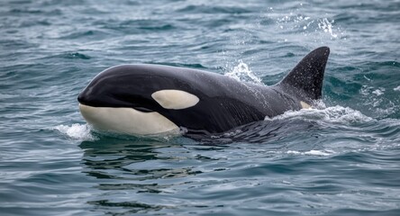 Naklejka premium Majestic orca with commanding presence ruling oceanic hunting grounds