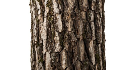 Naklejka premium Pure white background capturing the olive tree trunk's unique bark texture