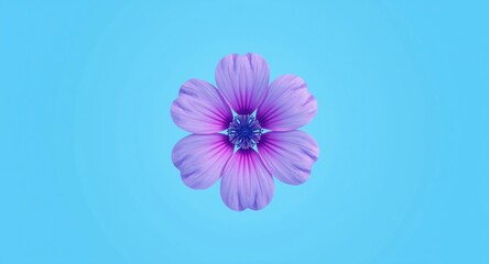 Obraz premium Generative AI rendering of a bright flower on a calming blue background