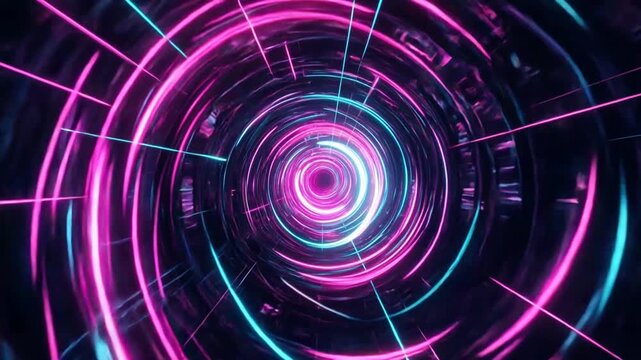 Abstract Hypnotic Spiral Light Tunnel Journey.