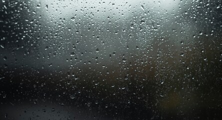 Obraz premium Moody wet window glass featuring rain droplets for an autumnal weather layering effect