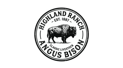 Highland ranch angus bison classic livestock logo with bison © Saika