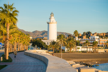 La Farola Lighthouse in Malaga, Spain
