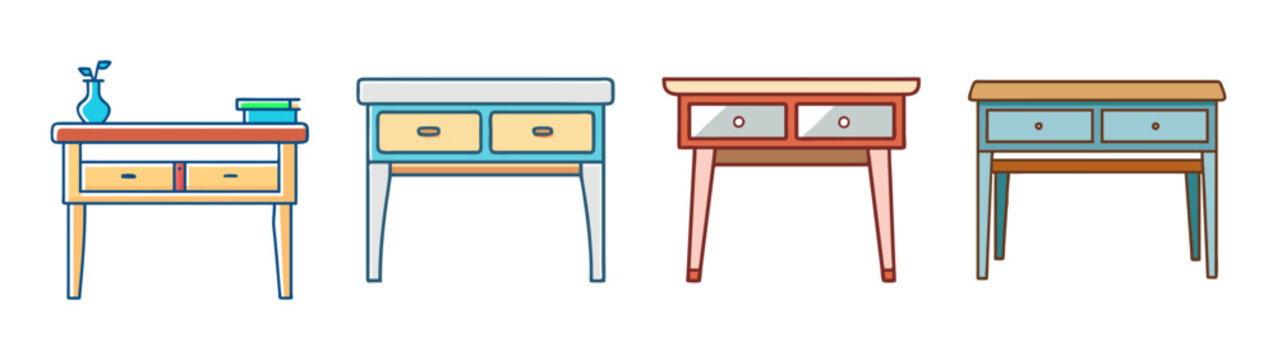 Colorful vintage bedside tables antique furniture side tables nightstands with drawers home decor design