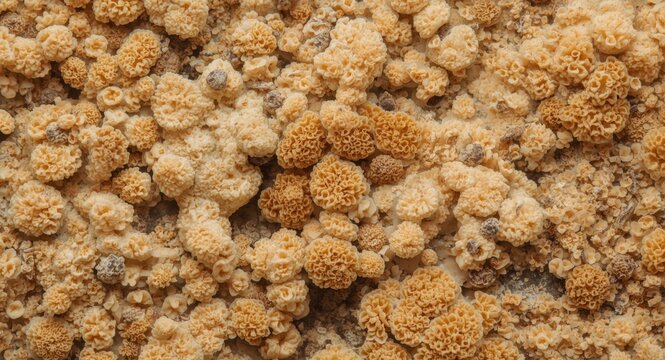 Penicillium fungus growth on nutrient substrate with active penicillin production