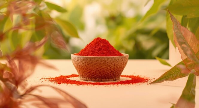 Bixa orellana origin bright red seed powder used as natural dye