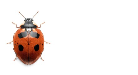 Obraz premium Portrait of a ladybug decorated with unusual black spot shapes on its back