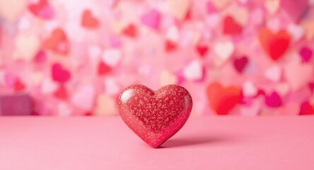 Obraz premium Heart shaped present in Valentines and Mothers Day style on a vivid background suitable for copy space visuals