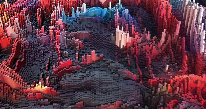 Abstract 3d cubes moving up and down with slow camera move. Abstract 3D background animation.