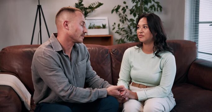 Couple, advice or support with therapist for counseling, emotional trust or helpful conversation. Psychologist, man or woman with discussion or care for relationship assessment or conflict resolution