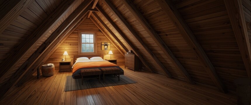 Hand drawn parallax background showing attic bedroom space for side scrolling games