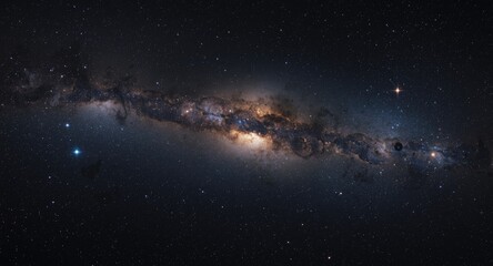 Fototapeta premium Outer space panorama emphasizing star groups bright galaxies and terrestrial planets