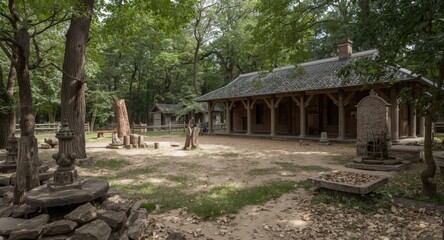 Fototapeta premium Historic area presenting cultural artifacts and a favored travel attraction