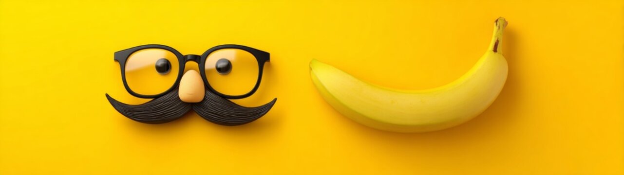 Cheerful celebration with silly mask and bright colors. Large format. Exaggerated features in a silly celebration scene for april fool's day. Sharp image. Strong contrast.