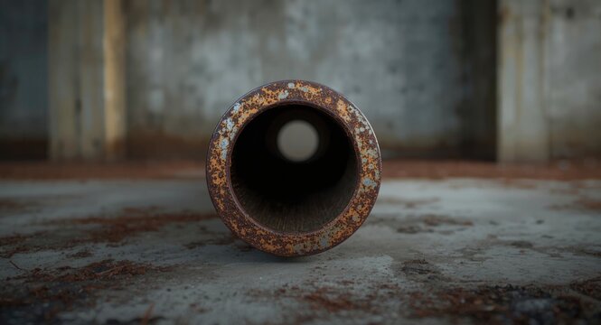 Old metal conduit covered in extensive corrosion