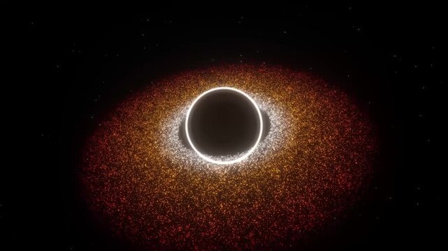 Captivating Cosmic Illustration of a Black Hole's Event Horizon and Glowing Accretion Disk in Deep Space