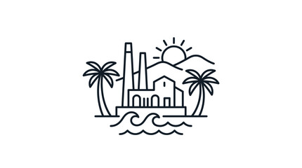 Obraz premium Minimalist Coastal Factory Logo Design