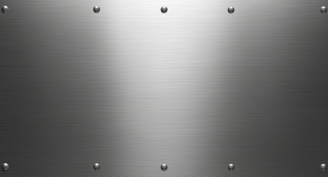 Riveted metal panel showcasing stainless steel texture with smooth brushed surface