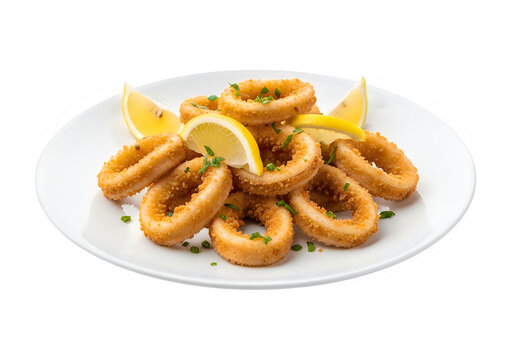 Crispy fried calamari isolated on transparent background isolated on transparent background