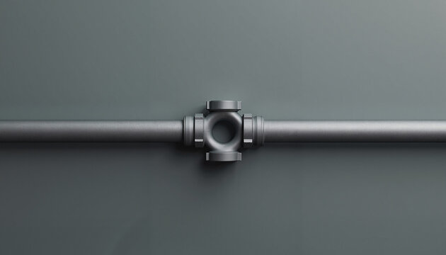 Pipe junction on gray background  
