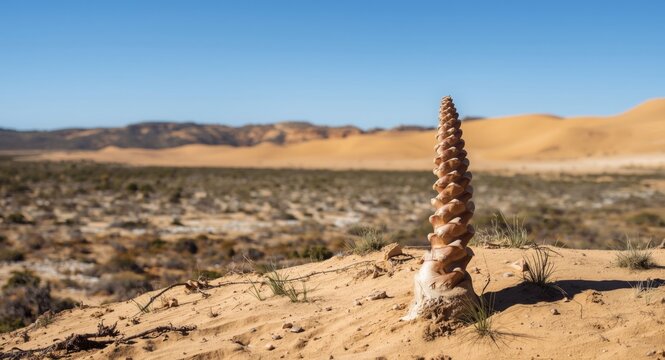 Rare desert plant Welwitschia mirabilis in flourishing coastal reserve landscape