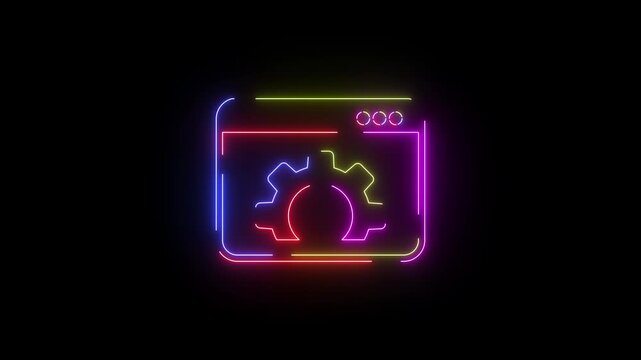 Animated Neon Line Icon Loop &ndash; Futuristic Glowing Minimal Design