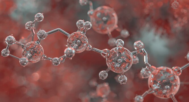Scientific illustration showing 2 deoxyribose sugar molecule oxygen deficiency