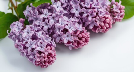 Obraz premium Beautiful lilac blossoms artfully arranged on a clean tabletop