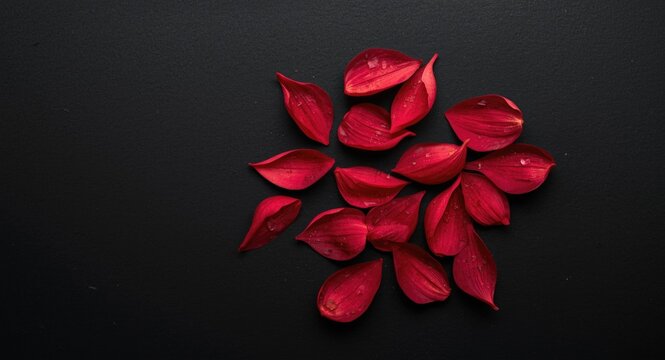 Rich Melia Azedarach Flower Petals Placed on Black Surface