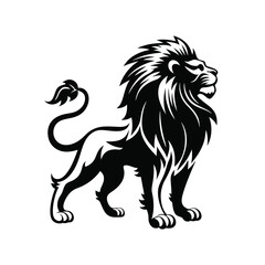Obraz premium Lion Head Profile Silhouette Icon, Safari Wildlife Branding Element