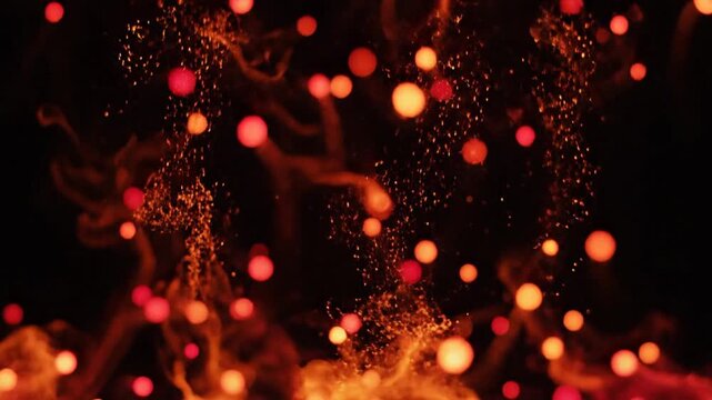 Abstract Flame with Sparkling Lights: A dynamic depiction of fire, rendered in a mesmerizing dance of light, warmth, and ethereal energy. This image captures the essence of creation, destruction.