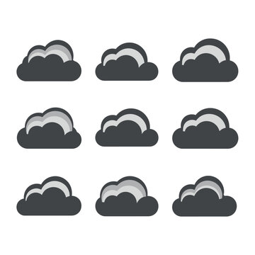Cloud icons in a row.