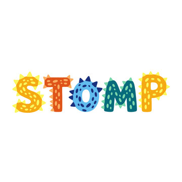 Colorful Text Stomp Word Design.